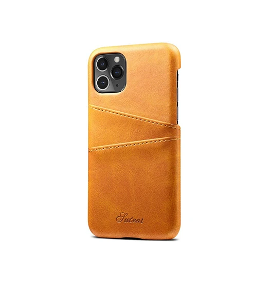 Iphone 11 Pro Max   Design Læder Bagcover Pung Lysebrun
