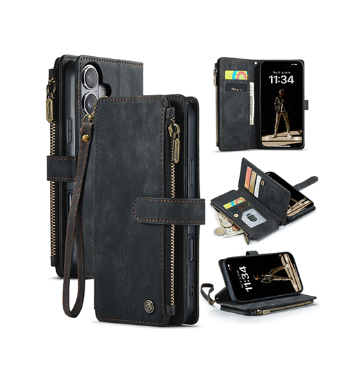 Iphone 16 Caseme Trade  Multifunktionel Læder Etui   Pung Sort