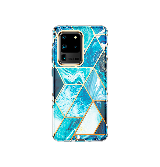 Samsung S20 Ultra Uniq Trade Marble Silikone Cover Koboltblå