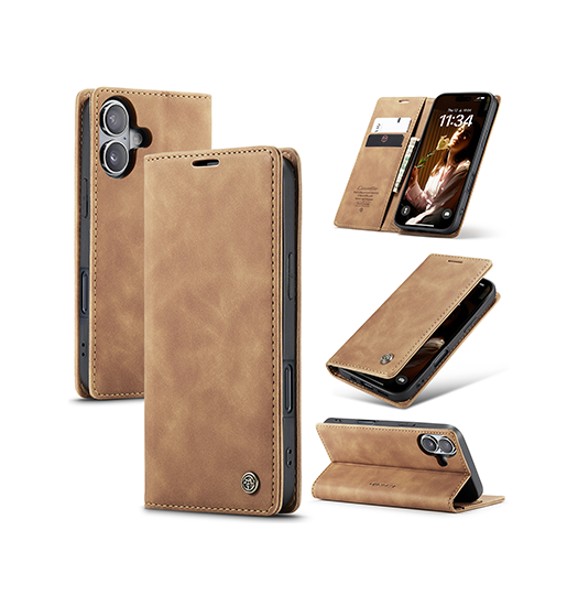 Iphone 16 Caseme Trade  Noble Læder Etui   Pung Brun