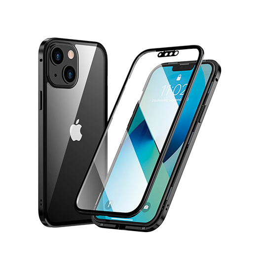 Iphone 14 Plus Magguard Trade  360 Magnetisk Cover    Hærdet Glas Sort