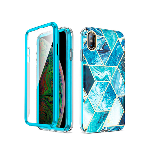 Iphone   Max Uniq Trade  Full 360  Marble Silikone Cover Koboltblå