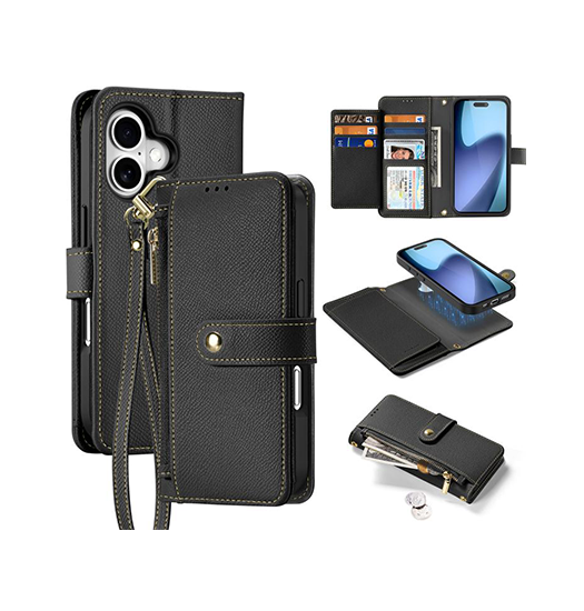 Iphone 17 Dux Ducis Trade   - -  Læder Etui    Aftageligt Cover Sort