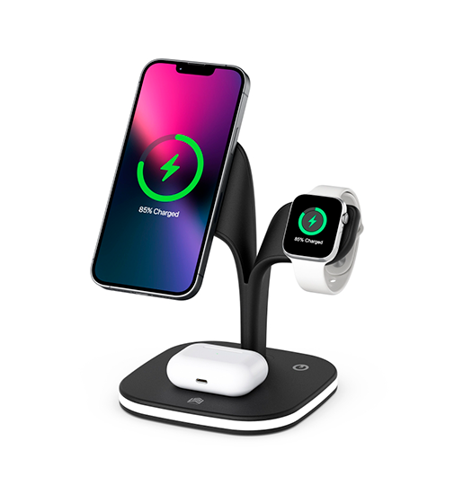 Delx Trade     - -  Trådløs Ladestation Til Iphone  Watch   Airpods Sort