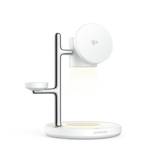 Magnetisk  - -  Hurtigoplader Med Natlampe   15w Qi2 Hvid