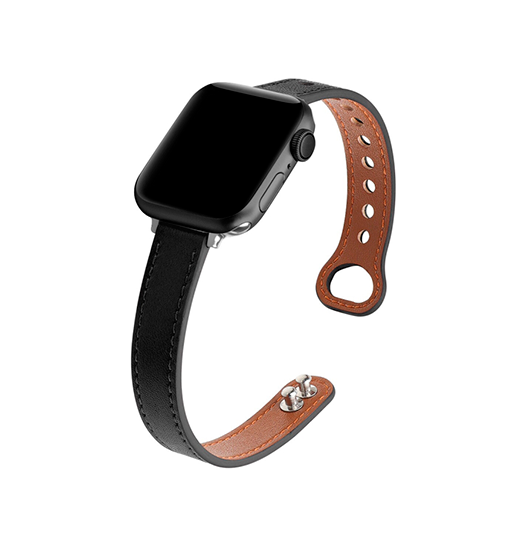 Apple Watch 42 44 45 46 49mm Adena Trade Classic Læder Urrem Sort