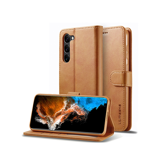 Samsung Galaxy S25 Imeeke Trade Læder Cover Kortholder Lysebrun