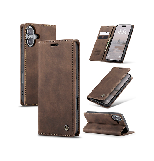 Iphone 16 Caseme Trade  Noble Læder Etui   Pung Mørkebrun