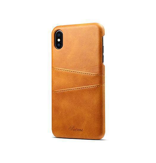 Iphone   Max   Design Læder Bagcover Pung Lysebrun