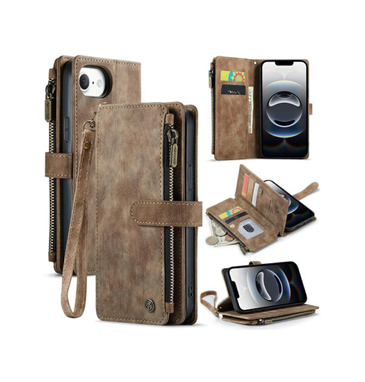 Iphone 16e Caseme Trade  Multifunktionel Læder Etui   Pung Brun