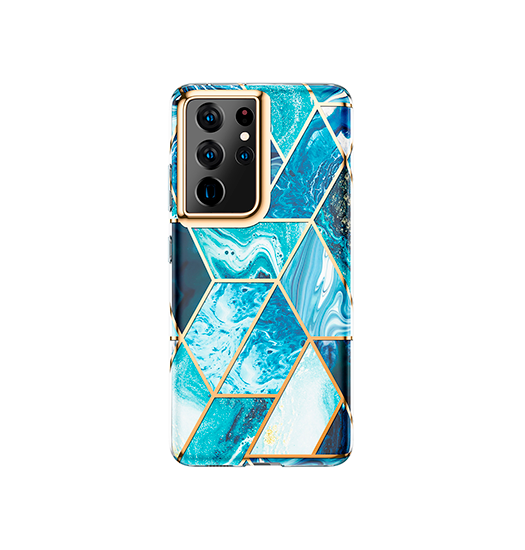 Samsung S21 Ultra Uniq Trade  Marble Silikone Cover Koboltblå