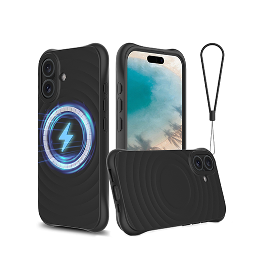 Iphone 16 Delx Trade  Wave Silikone Cover Magsafe Kompatibel Sort