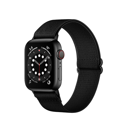 Apple Watch 38 40 41 42mm Polyester Nylon Rem Armbånd Sort