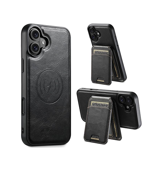 Iphone 17 Suteni   -lædercover    Aftagelig Kortholder  Sort