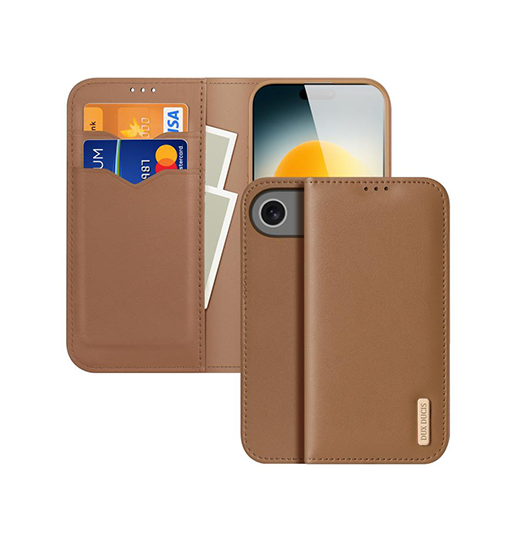 Iphone 17 Air Dux Ducis  ægte Læder Etui    Kortholder Brun