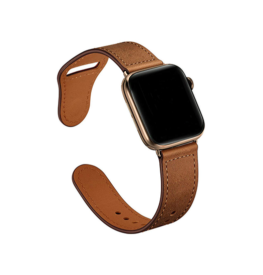 Apple Watch  38 40   41 42mm  Finesse ægte Læder Rem Brun