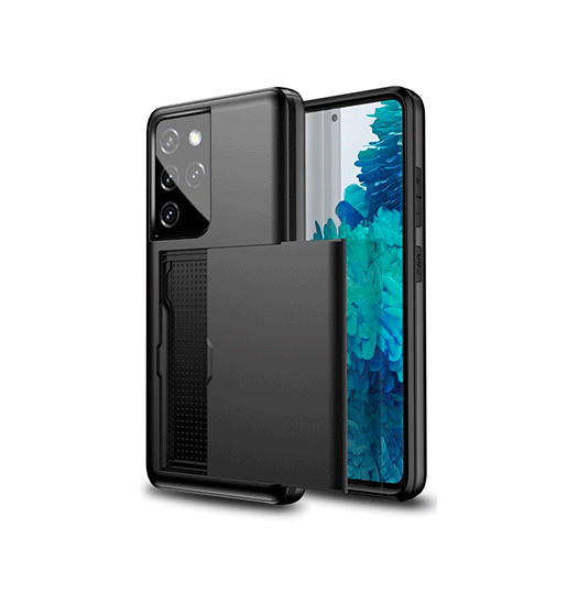 Samsung S21 Ultra Deluxe Trade  Håndværker Cover    Kortholder Sort