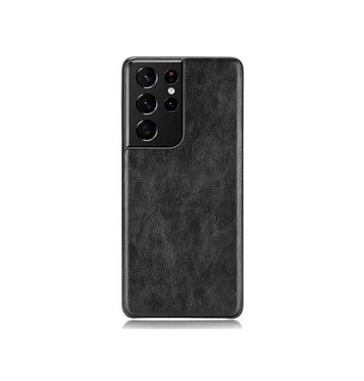 Samsung Galaxy S21 Ultra Grain Læder Bag Cover Sort