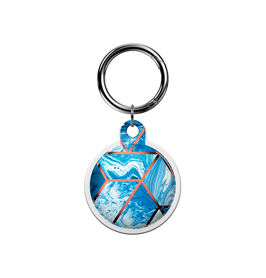 Airtag   Uniq Trade  Marble Silikone Keychain   Nøglering Koboltblå