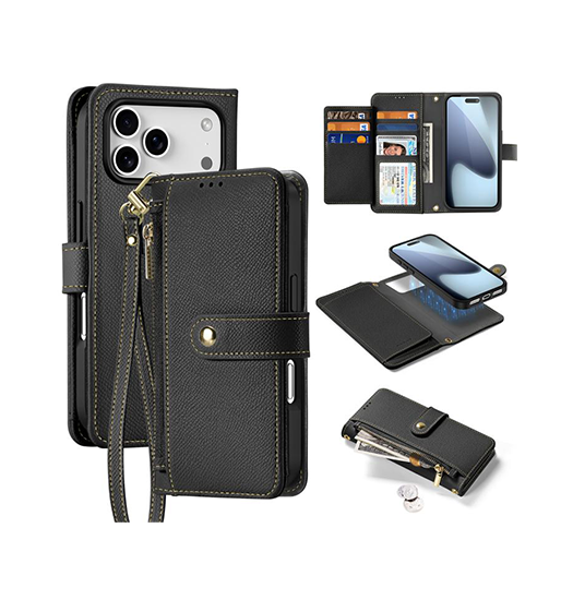 Iphone 17 Pro Dux Ducis Trade   - -  Læder Etui    Aftageligt Cover Sort