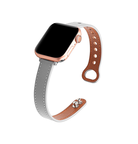 Apple Watch  38 40   41 42mm  Adena Trade  Classic Læder Urrem Grå