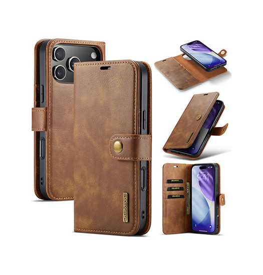 Iphone 17 Pro Max   Ming Trade  Vintage  - -  Læder Etui    Cover Brun