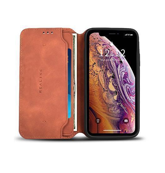 Iphone   Max Realike Trade  Folio Læder Cover    Kortholder Brun