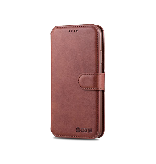 Iphone 12 Pro Max Azns Trade  Diary Læder Etui   Taske    Pung Brun
