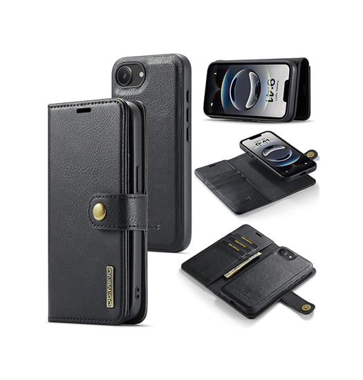 Iphone 16e   Ming Trade  Vintage  - -  Læder Etui    Cover Sort