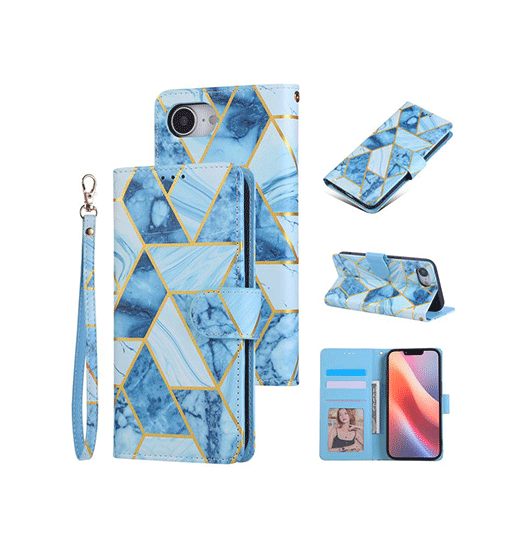 Iphone 16e Uniq Trade  Marble Læder Etui Ocean