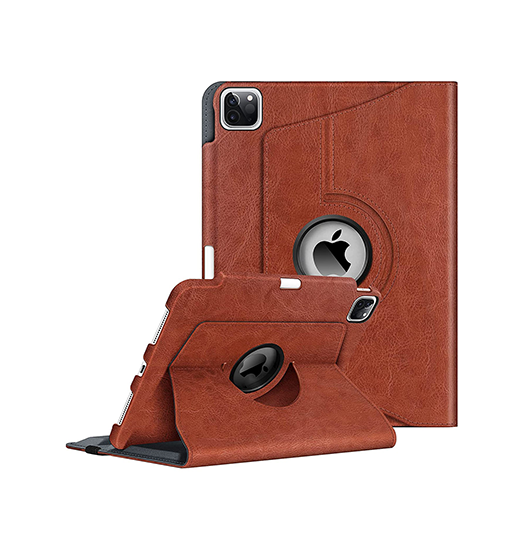 Ipad Pro 12   Quot   2022 2021  Retro Diary Trade  Vintage 360  Onefold Læder Cover Brun