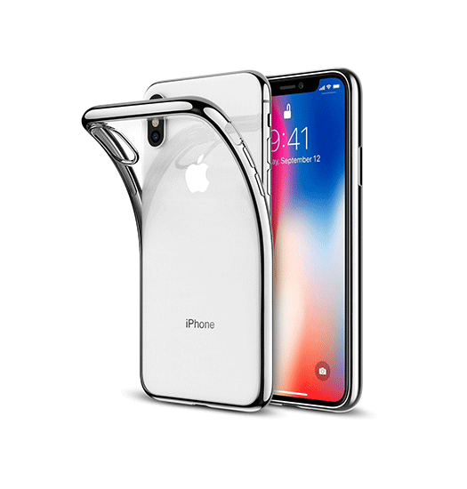 Iphone   Max Deluxe Trade  Frame Silikone Cover Sølv
