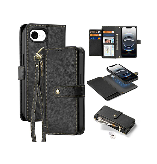Iphone 16e Dux Ducis Trade   - -  Læder Etui    Aftageligt Cover Sort