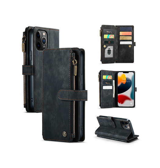 Iphone 12 Pro Caseme Trade  Multifunktionel Læder Etui   Pung Sort