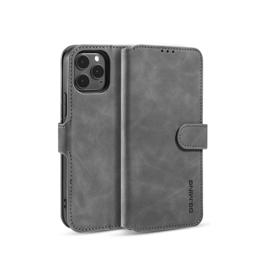 Iphone 11 Pro Max   Ming Trade  Classical Læder Etui   Taske    Pung Grå