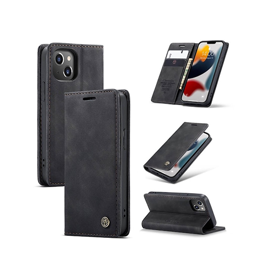 Iphone 14 Plus Caseme Trade  Noble Læder Etui Pung Sort