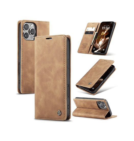 Iphone 16 Pro Caseme Trade  Noble Læder Etui   Pung Brun