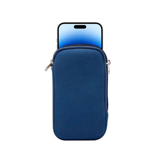 Iphone 14 Pro Max Simple Nylon Sleeve Etui Lynlås Navy Blå