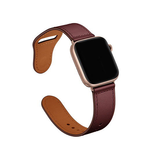 Apple Watch  42 44   45 46 49mm  Finesse ægte Læder Rem Rød