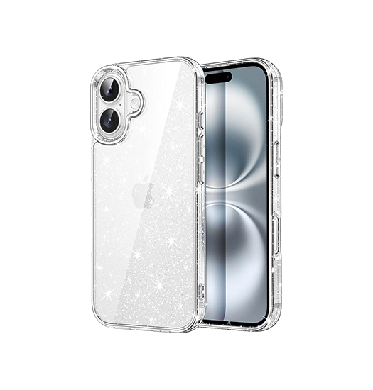 Iphone 16 Delx Trade  Glitter Silikone Cover Sølv