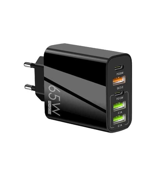 65w Quickcharge         Multi-port Vægoplader Sort