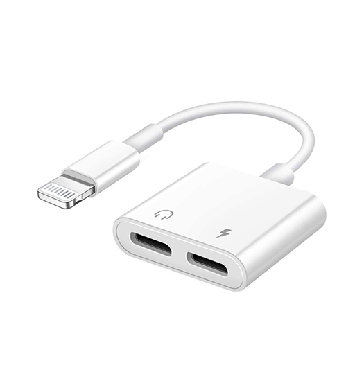 Lightning  Han  Til 2x Lightning  Hun  Adapter Hvid