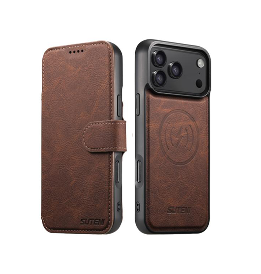 Iphone 17 Pro Suteni   - -  Læder Cover    Magsafe Brun