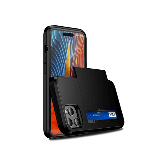 Iphone 15 Pro Deluxe Trade  Håndværker Cover    Kortholder Sort