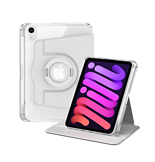 Ipad Mini      2021 2024  Akrylisk 360  Cover    Stander Lysegrå