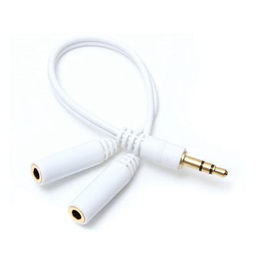Minijack   5mm Audio Headset Splitterkabel Hvid