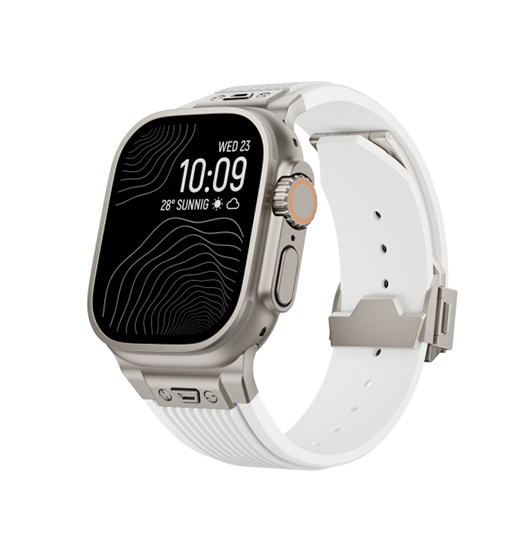Apple Watch  42 44   45 46 49mm  Delx Trade  Vertical-line Titanium Rem Hvid
