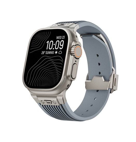 Apple Watch  42 44   45 46 49mm  Delx Trade  Vertical-line Titanium Rem Koksgrå