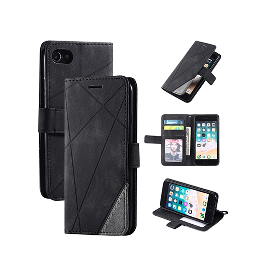 Iphone   6s- Abstract Læder Cover Etui    Pung Sort