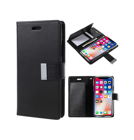 Iphone 13 Pro Mercury Trade  Fold Læder Etui    Kortholder Sort